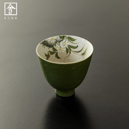 2025新款小青柑手绘茶杯家用中式品茗主人杯送礼专用功夫茶具