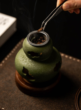 复古陶瓷香薰炉蜡烛加热可干烧提香烤茶炉高端家用室内熏香蜡烛灯
