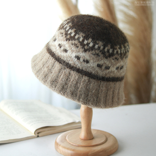 针织保暖帽费尔岛风护耳毛线帽女2025新款秋冬季帽子大头围显脸小