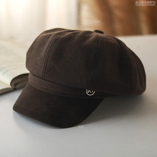 2025新款帽子女士秋冬季韩版百搭鸭舌贝雷帽英伦风显脸小报童帽