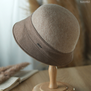 羊毛混纺渔夫帽女2025秋冬新款 潮 日系百搭显脸小水桶帽盆帽韩版