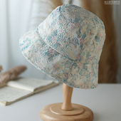 帽子女 韩版 夏季 小香风绣花显瘦渔夫帽女休闲高端女士盆帽透气薄款