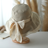 大帽檐春夏新款 女士遮阳帽优雅蝴蝶结女士防晒防紫外线户外太阳帽
