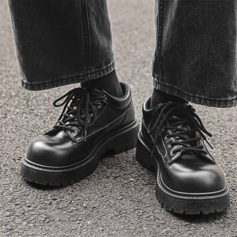 潮牌休闲英伦大头德比鞋男款2025秋冬新款增高板鞋高级感运动皮鞋
