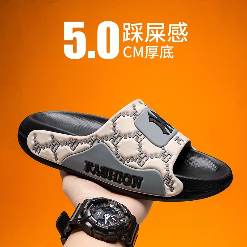 潮牌一字拖男2025夏季外穿厚底踩屎感凉拖防滑耐磨越南运动沙滩鞋