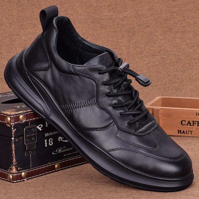 外贸高端真皮运动鞋男2025春秋头层牛皮男士休闲皮鞋百搭软底男鞋