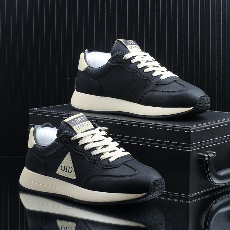 潮牌高级感百搭运动阿甘鞋男款2025年秋冬新款真皮厚底增高休闲鞋