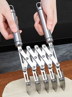 不锈钢滚轮切油条滚刀专用切刀手动披萨刀烘焙伸缩可调节 切面刀