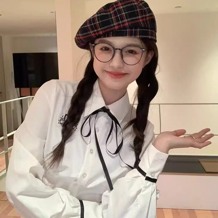 英伦复古格子贝雷帽春秋文艺百搭