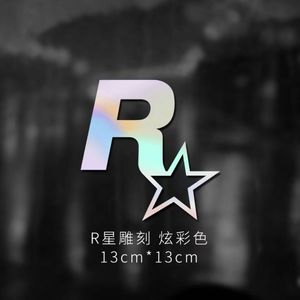 七彩镭射创意个性车贴R星！