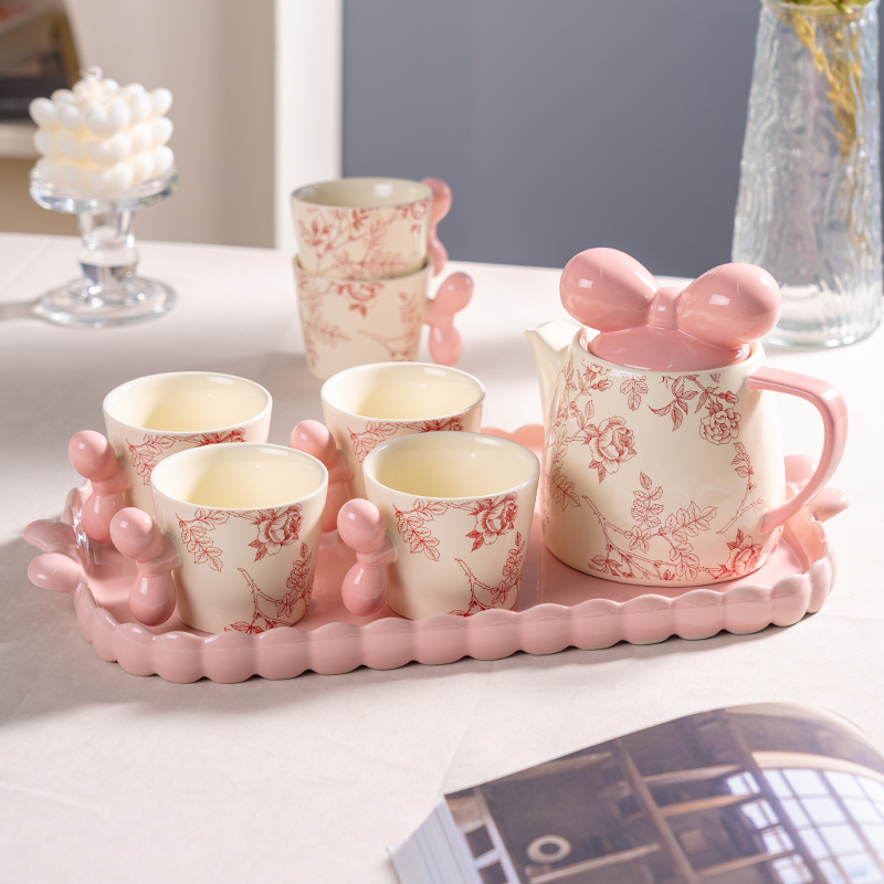 陶瓷水杯套装奶油风家用客厅待客