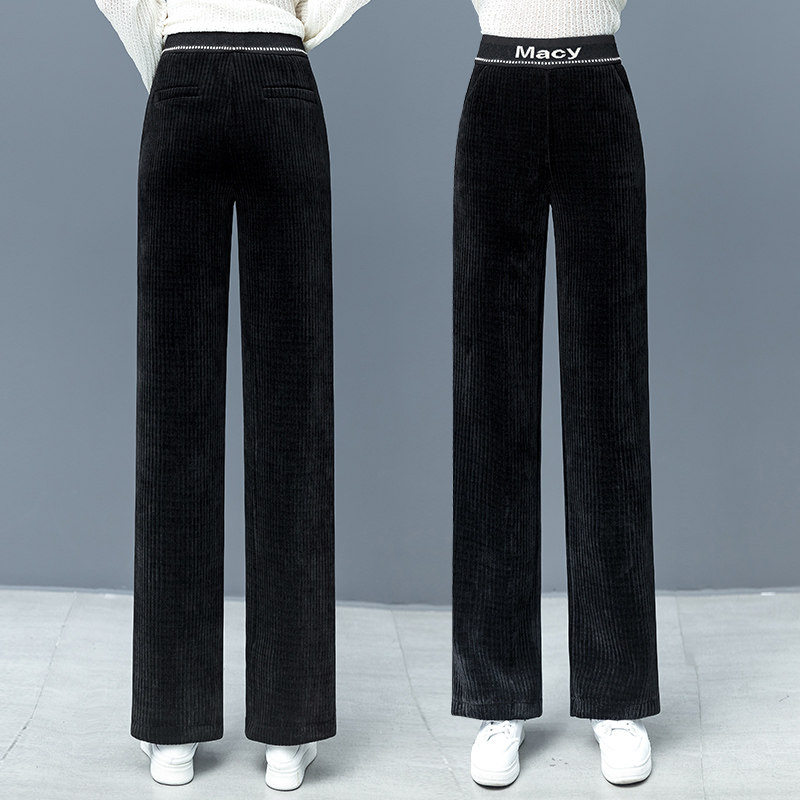 以纯官方旗舰店灯芯绒阔腿裤女裤宽松2020秋冬新款遮肉显瘦直筒裤