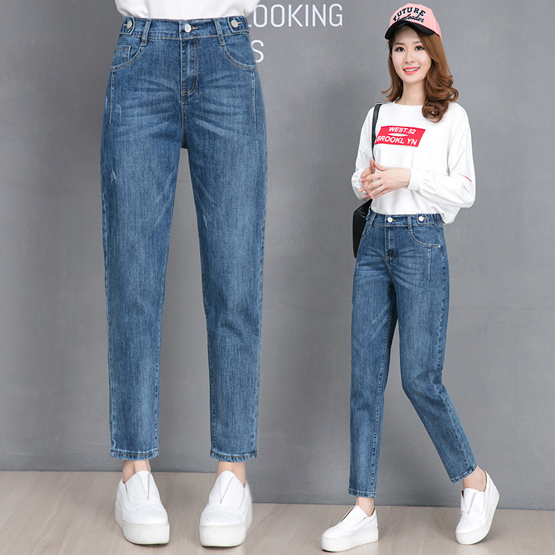 以纯官方旗舰店高腰老爹牛仔裤女2020秋季新款直筒宽松九分裤子潮