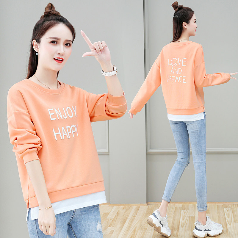 以纯官方旗舰店网红假两件卫衣2020初秋新款宽松休闲外套高腰上衣