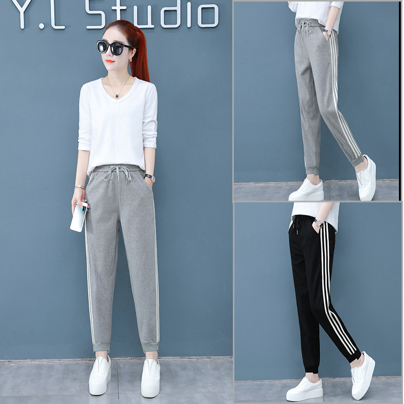 以纯官方旗舰店休闲裤女2020秋季新款宽松显瘦百搭直筒束脚运动裤