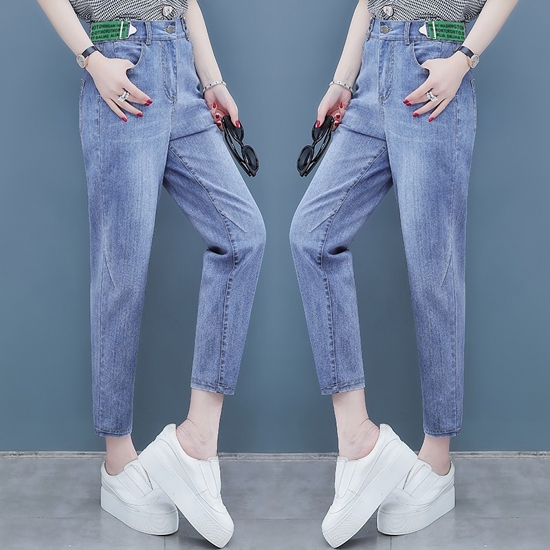 以纯官方旗舰店官网2020新款女显瘦百搭老爹哈伦九分牛仔裤子春夏