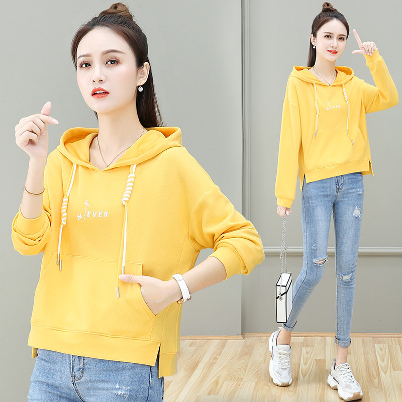 连帽卫衣女短款以纯官方旗舰店官网店铺休闲运动套头薄款超火上衣