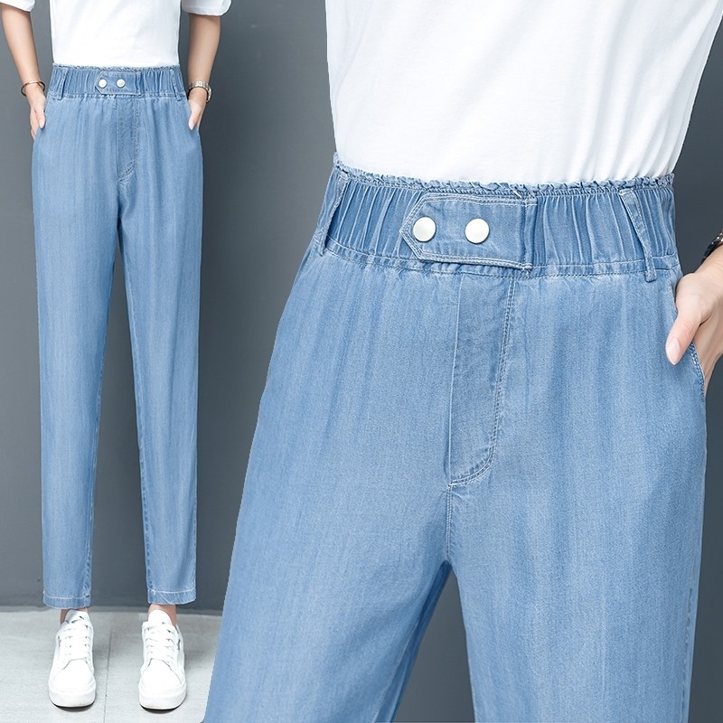 牛仔裤女以纯官方旗舰店官网百搭直筒老爹裤宽松显瘦天丝九分裤子
