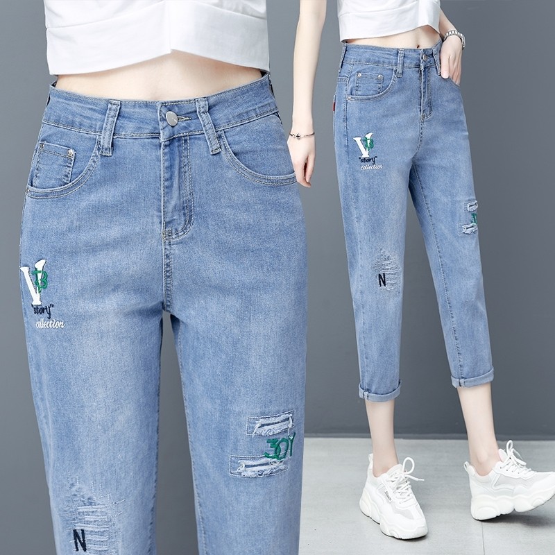 以纯官方旗舰店官网牛仔裤直筒高腰显瘦显高夏季小个子九分裤子潮