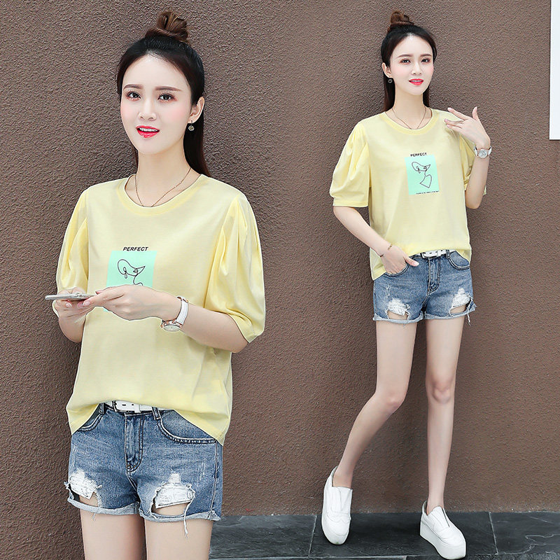 欧贝妮女装短袖2020年新款以纯官方旗舰店短款韩版宽松百搭T恤衫