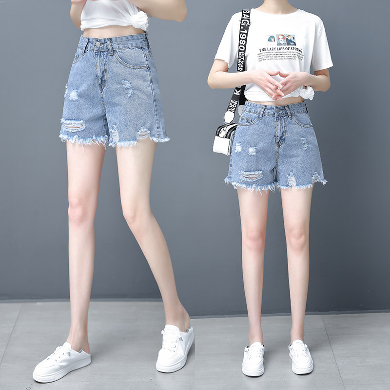 以纯汔丐牛仔裤女斜门襟短裤夏装新款高腰外穿A字泫雅薇娅直播间