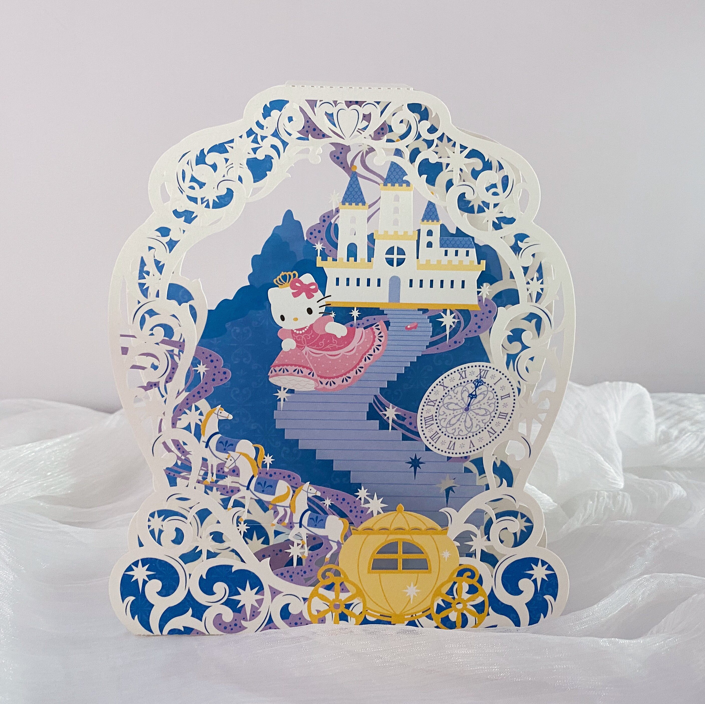 日本授权童话立体贺卡灰姑娘城堡水晶鞋hellokitty毕业季万用卡片