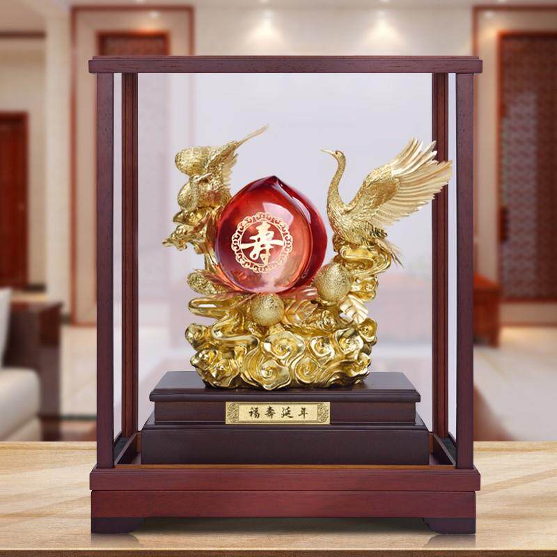 足金金箔松鹤寿桃80寿礼恩师老师老人生日礼物长辈高档大气祝寿礼