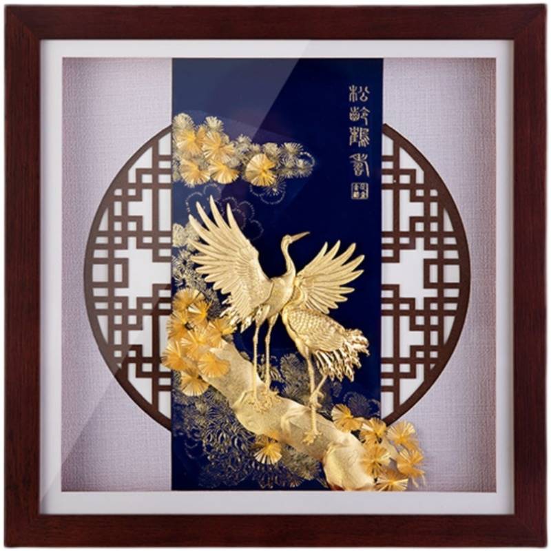 松龄鹤寿金箔长辈生日贺寿礼物送60-70八十岁大寿辰高档大气见面