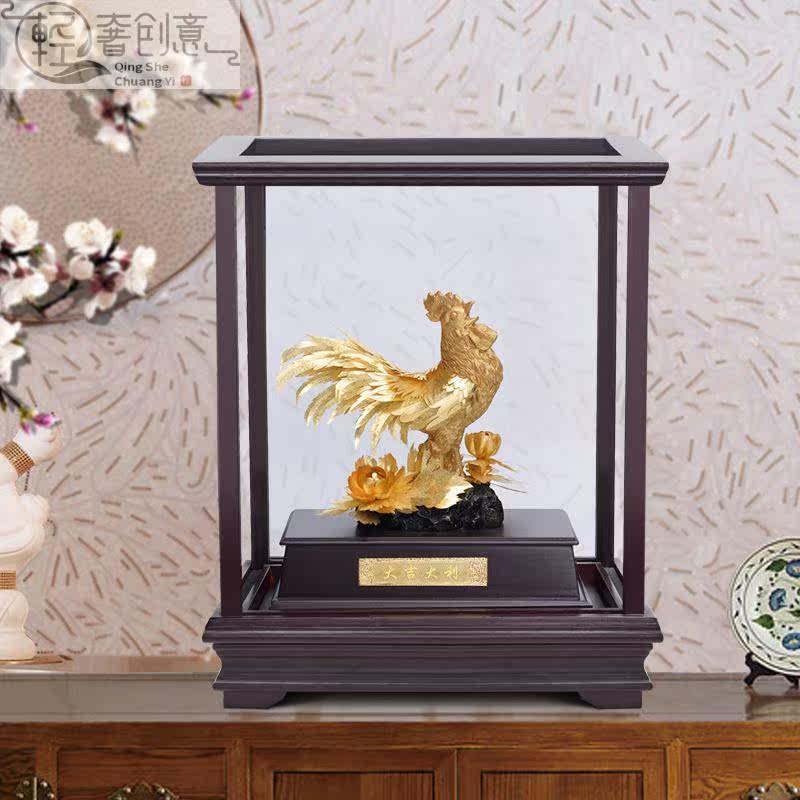 高端金鸡报喜金箔雕刻商务乔迁升职送礼开业送长辈领导定制刻字