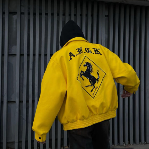 FFF马思唯同款秋冬黑色机车国潮皮衣男美式街头刺绣皮夹克男外套