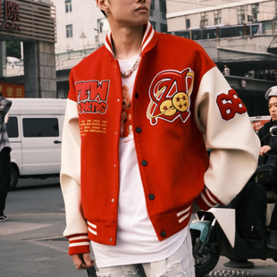 AFGK马思唯同款外套亚洲夜之子系列学院风嘻哈拼接棒球服男女潮牌