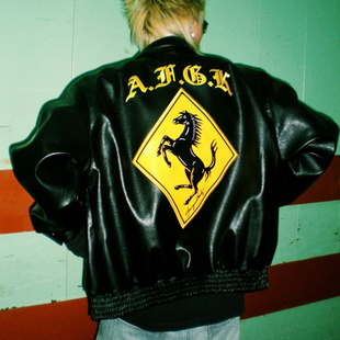 FFF 联名马思唯AF秋冬机车国潮皮衣男士美式街头刺绣皮夹克男外套