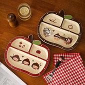 可爱陶瓷分格餐盘211减脂减肥专用三格早餐盘家用大人儿童分餐盘