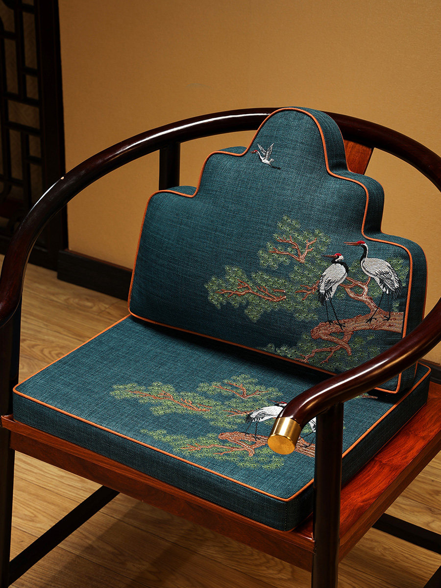 中式椅垫乳胶垫坐垫红木沙发垫坐靠一体餐椅垫圈椅垫子茶椅垫夏季