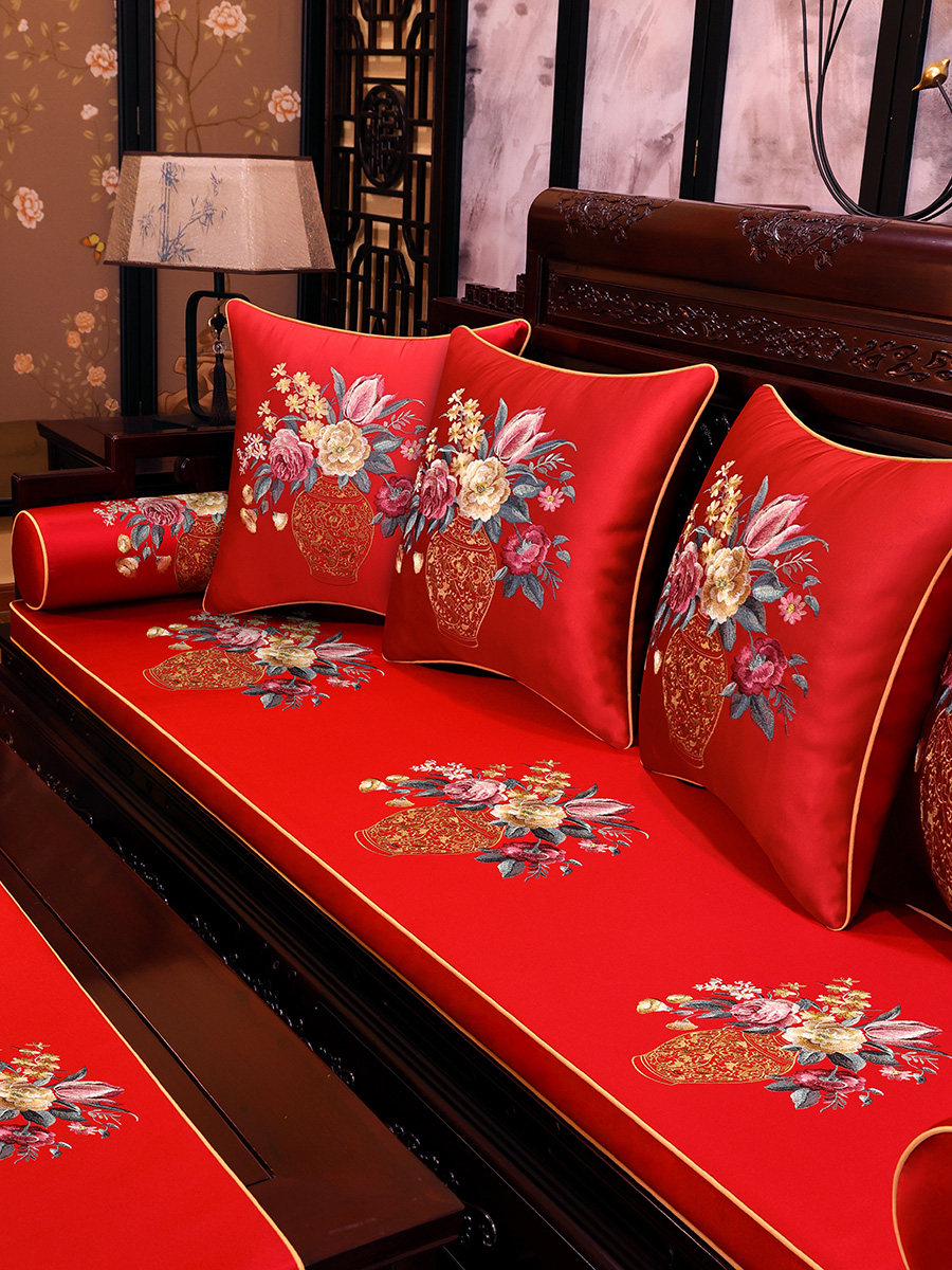 新中式红木沙发垫客厅实木椅子防滑坐垫定做罗汉床垫乳胶垫子夏季