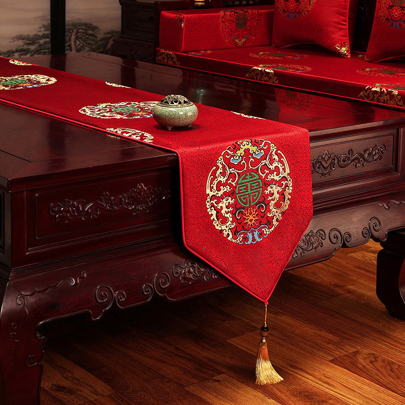 中式古典桌旗茶桌垫布茶几桌布轻奢布艺柜床旗客厅电视柜边长条旗