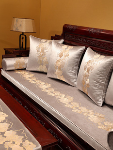 新中式红木沙发垫坐垫椅子垫子冬款绒布防滑座垫实木沙发套罩全包