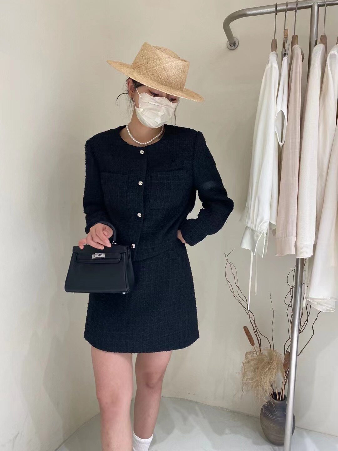 春秋新款女士韩版短款小香风外套时尚套装