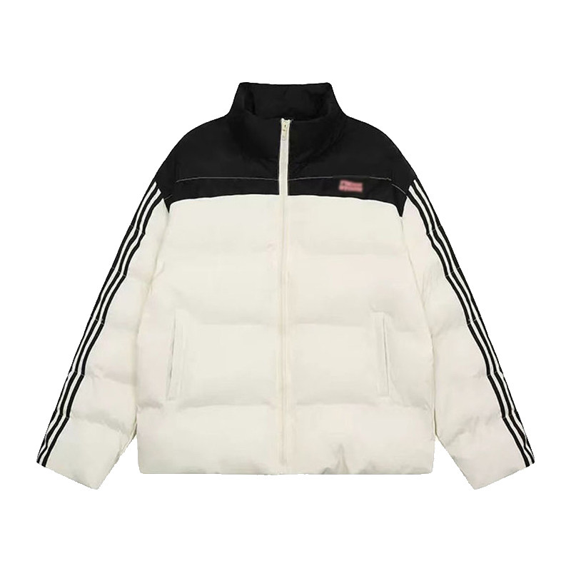 2025 条纹羽绒棉服女冬季新款街头情侣加厚面包服外套