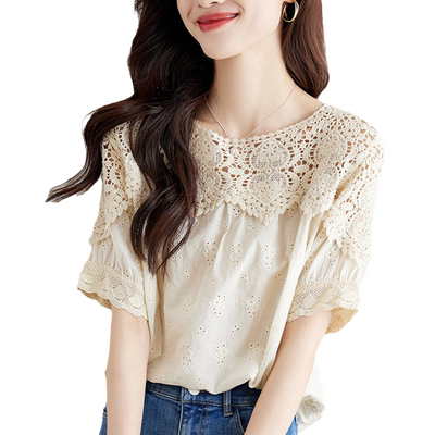 2488-纯棉镂空刺绣T恤