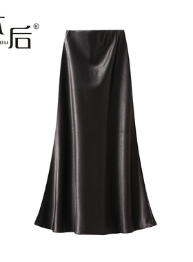 BenHou/本后 9986 加厚鎏金缎面鱼尾半身裙女2025秋冬高腰长裙