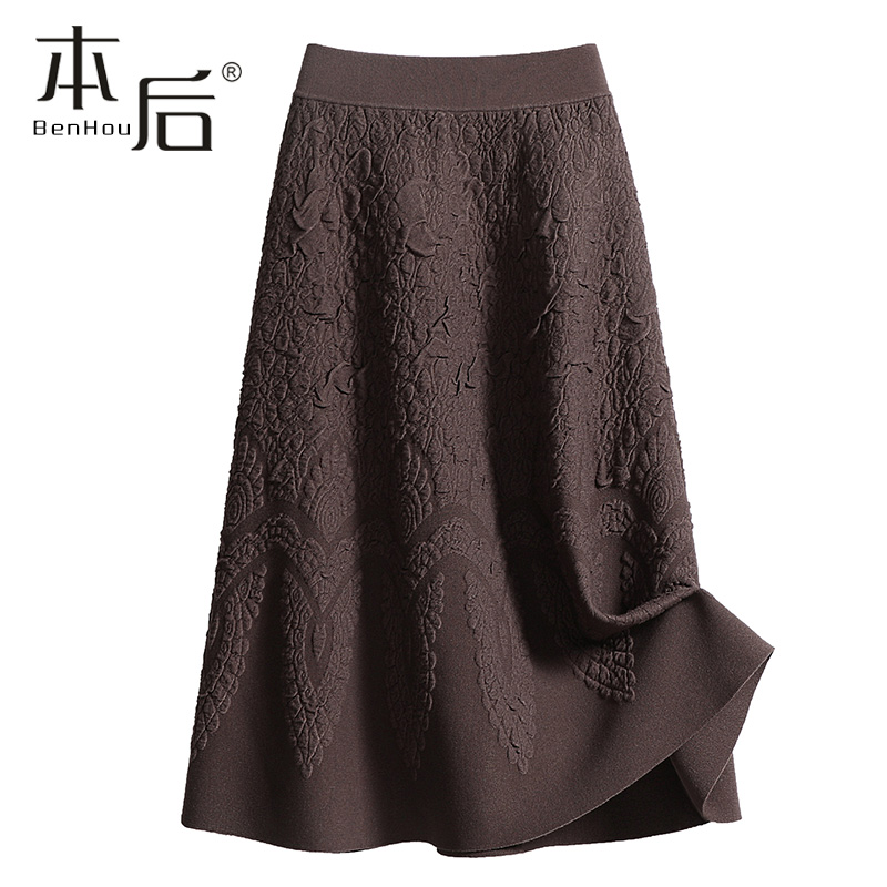 F2386-凹凸立体花纹针织裙