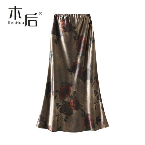 9836-2-国风玫瑰印花鱼尾半身裙