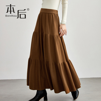 本后B120-针织蛋糕裙半身裙