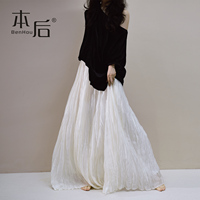 「云端漫步·轻夏」2622 薄珠光褶皱半身裙女夏长裙伞裙a字大摆裙