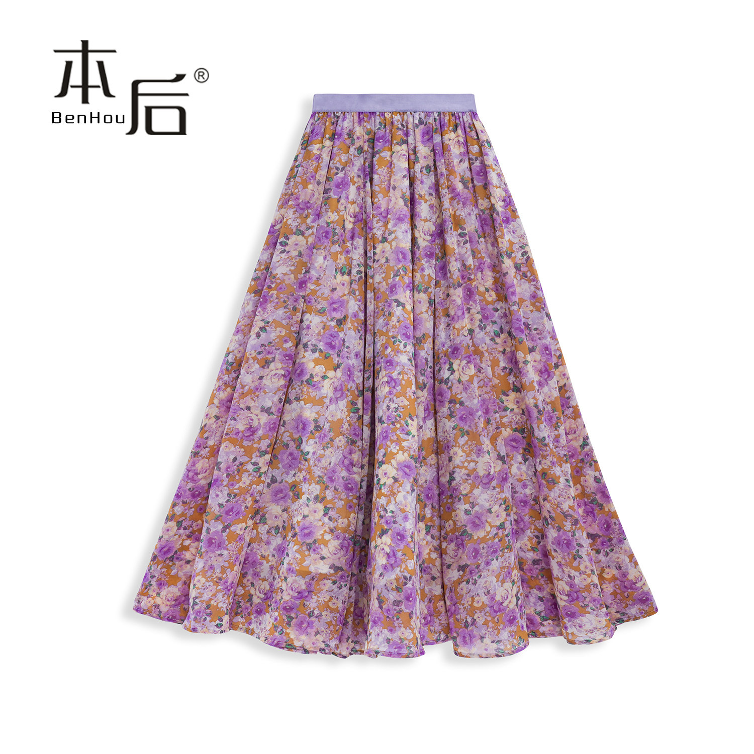 「紫韵花间·轻夏」碎花a字长裙
