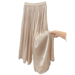 7905 薄款流光半身裙裤女九分裤2025春夏新款珠光阔腿裤a字裙裤