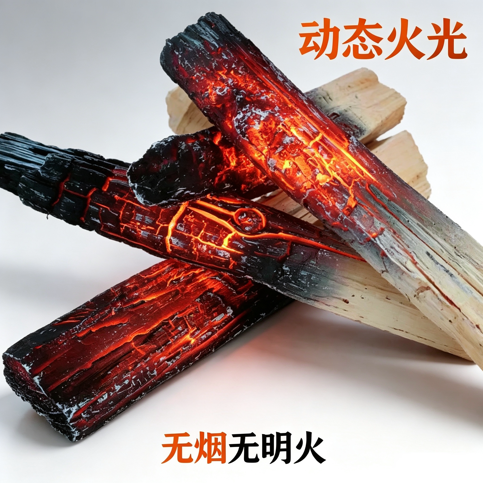 树脂灯光闪动仿真木炭布景摆件