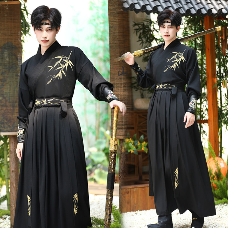 原创明制汉服男青少年绣花交领武侠风CP装古风男装成人套装团队服