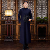 相声大褂长款 工作服中国风立领长衫 司仪主持传统服装 中式 男秋冬季